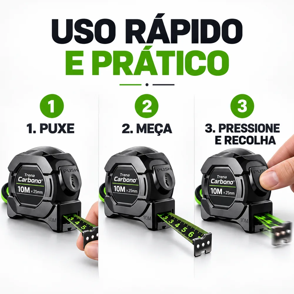 Passo a passo: puxe, meça, pressione e recolha